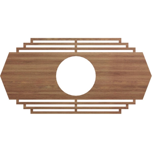 Ekena Millwork Chrysler Wood Fretwork Pierced Ceiling Medallion, Walnut, 28"W x 14"H x 7 3/8"ID x 3/8"T CMWP28X14X0375CSWA - main